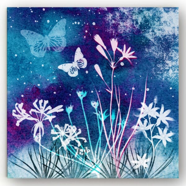 Fine Art Print op Canvas Nachtbloemen & vlinders