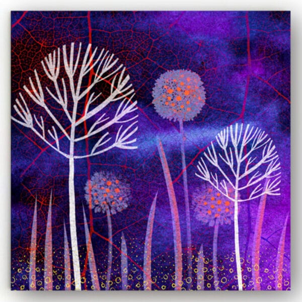 Fine Art Print op Canvas Gestileerde planten in paars en fuchsia